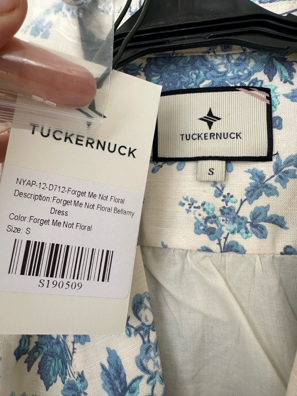 Tuckernuck NWT Forget Me Not Blue Floral Bellamy Midi Dress Line Cotton - Picture 5 of 5